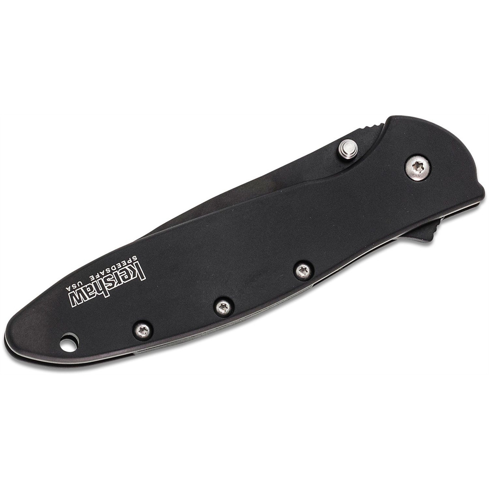 Kershaw Leek-Serrated Assisted Open Frame Lock EDC Folding Pocket Knife — 3in. Drop Point Blade, Black, Model# KER1660CKTST